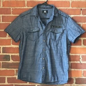 Rock & Republic Zipper Chambray Button Down Shirt